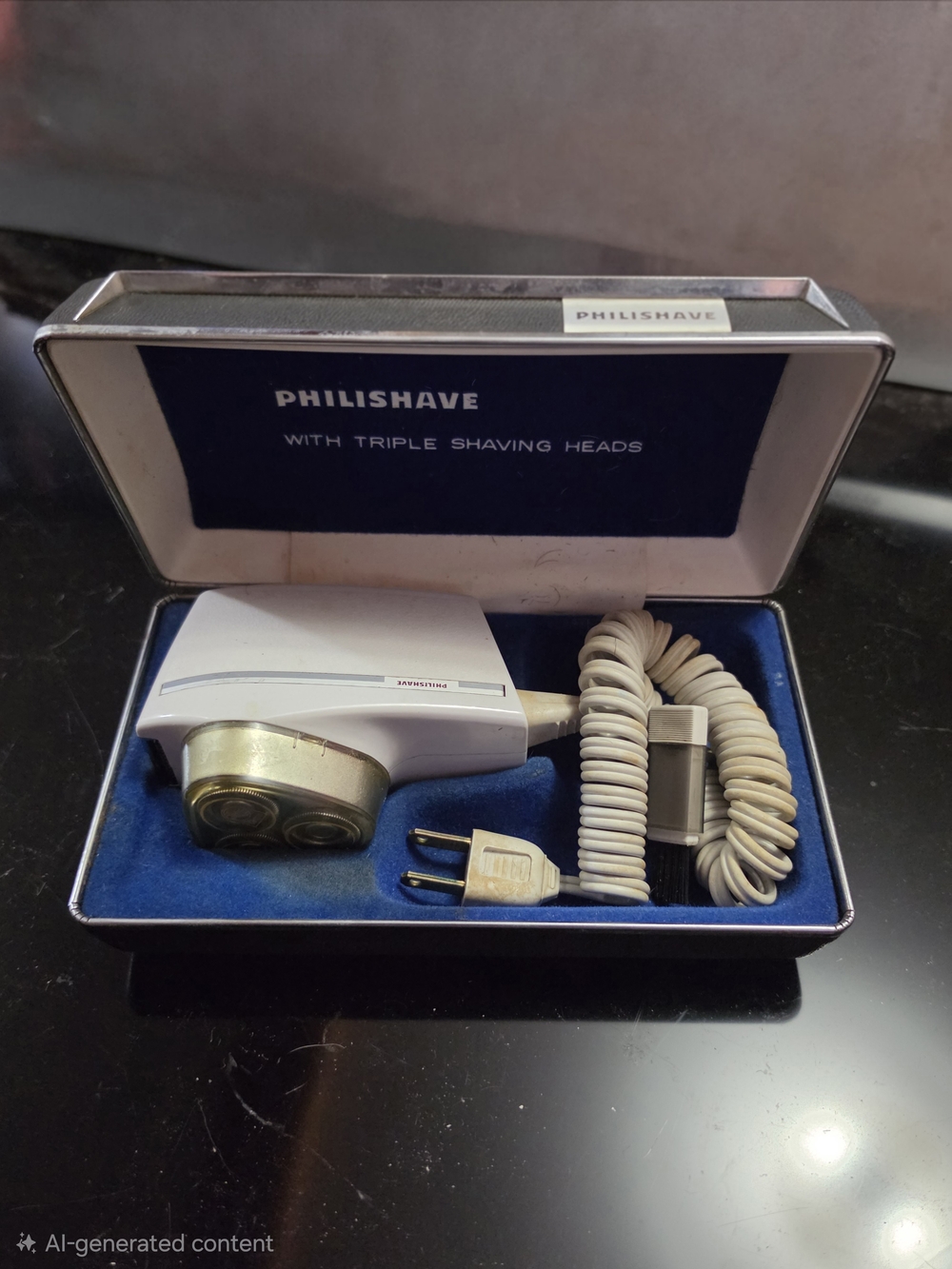 Vintage Philishave Triple Head Shaver & Case - Display/Prop Only Not Safe Foruse